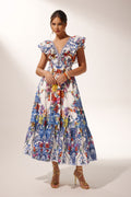 Martina Printed Ruffle Maxi Dress