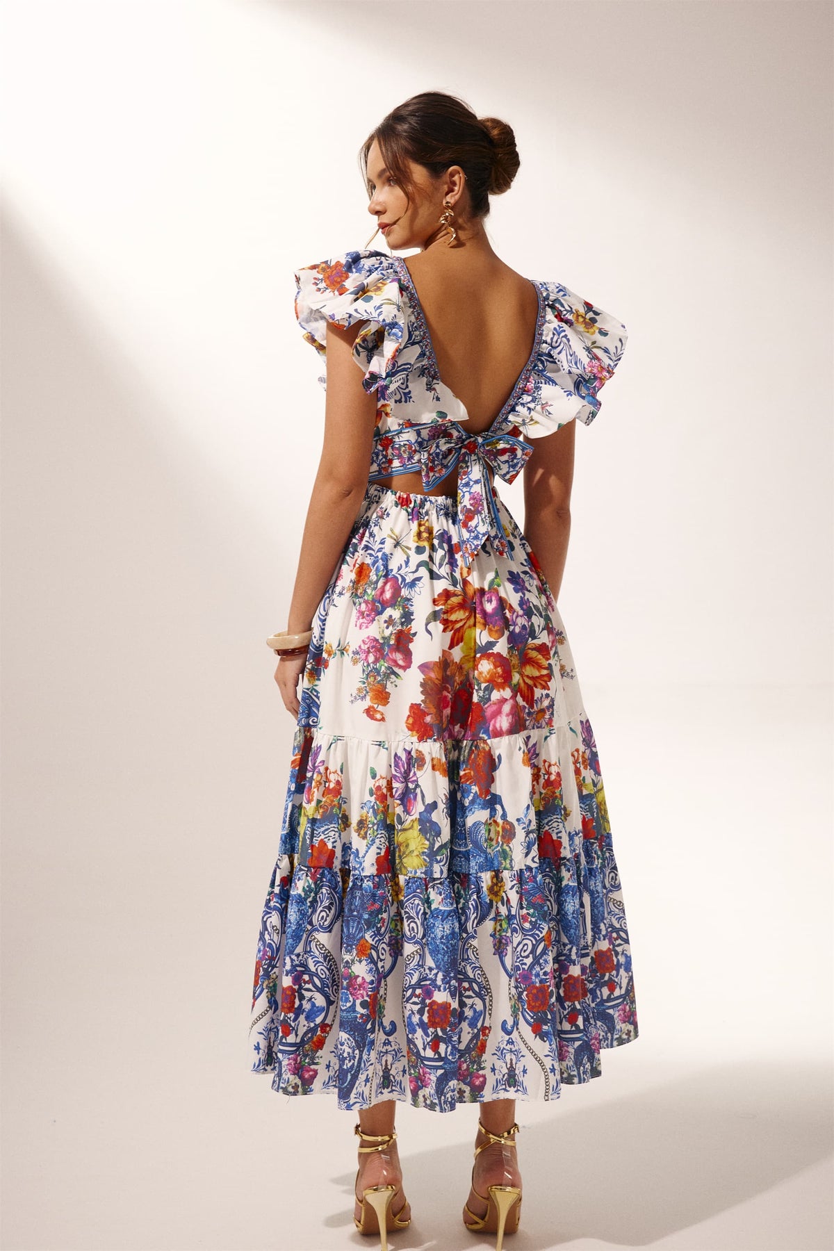 Martina Printed Ruffle Maxi Dress