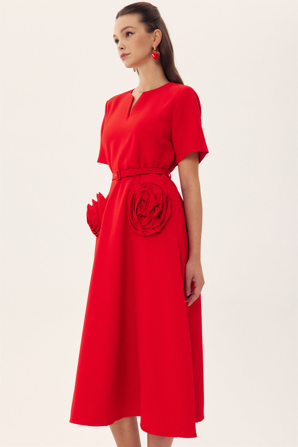 Grace Applique Short Sleeve Midi Dress