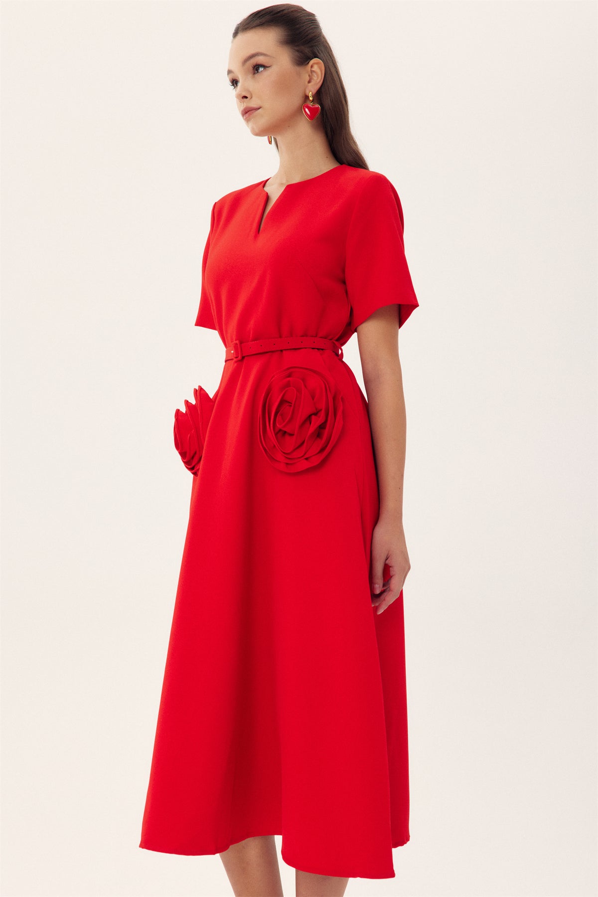Grace Applique Short Sleeve Midi Dress