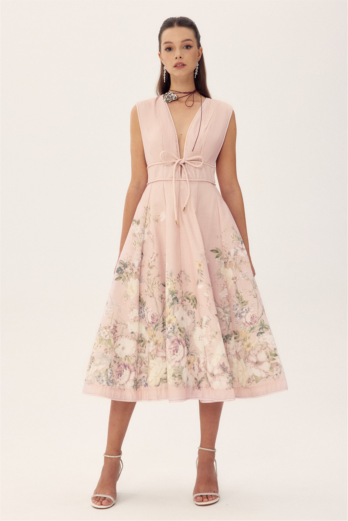 Hannah Printed Sleeveless Midi Dress