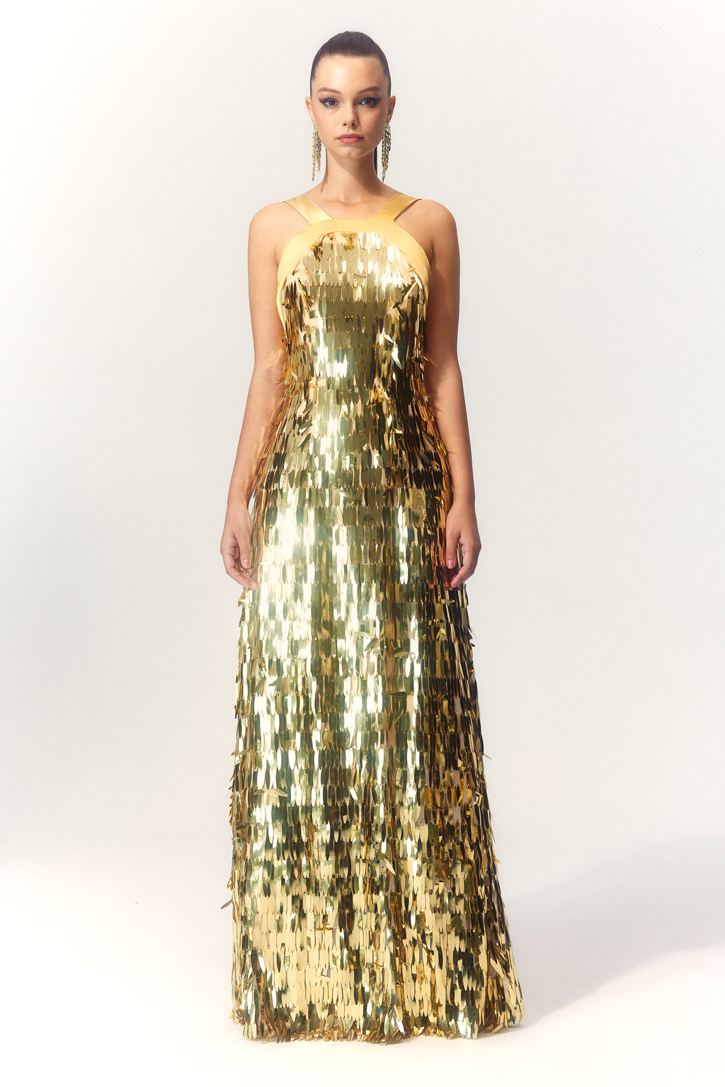 Geraldine Halter Backless Sequin Maxi Dress
