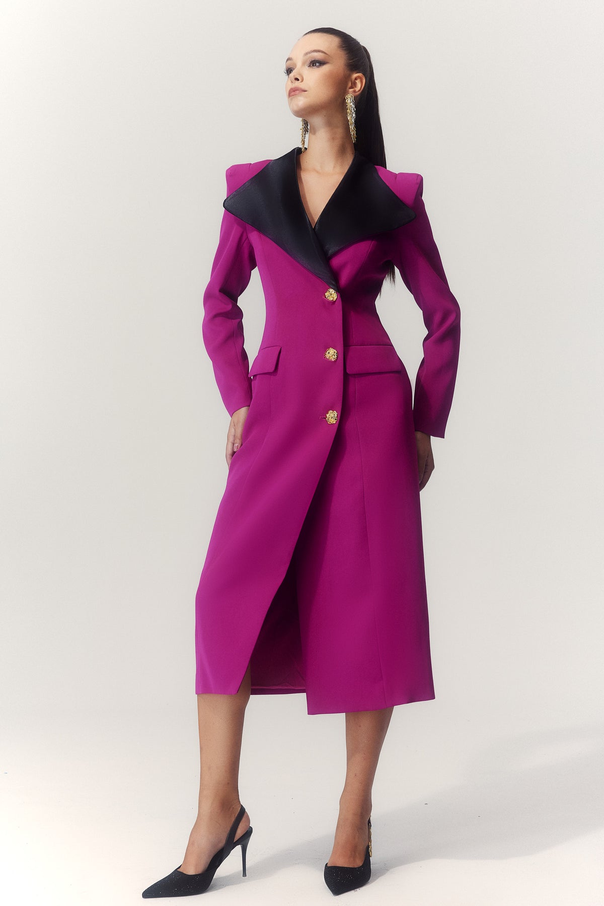 Sylvia Lapel Blazer Midi Dress