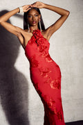 Trista 3d Halter Neck Maxi Dress
