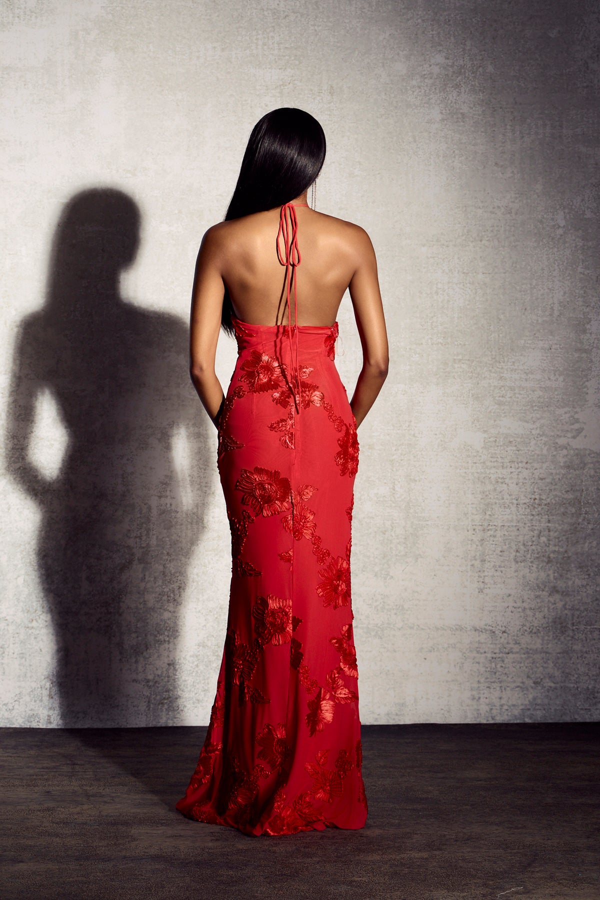 Trista 3d Halter Neck Maxi Dress