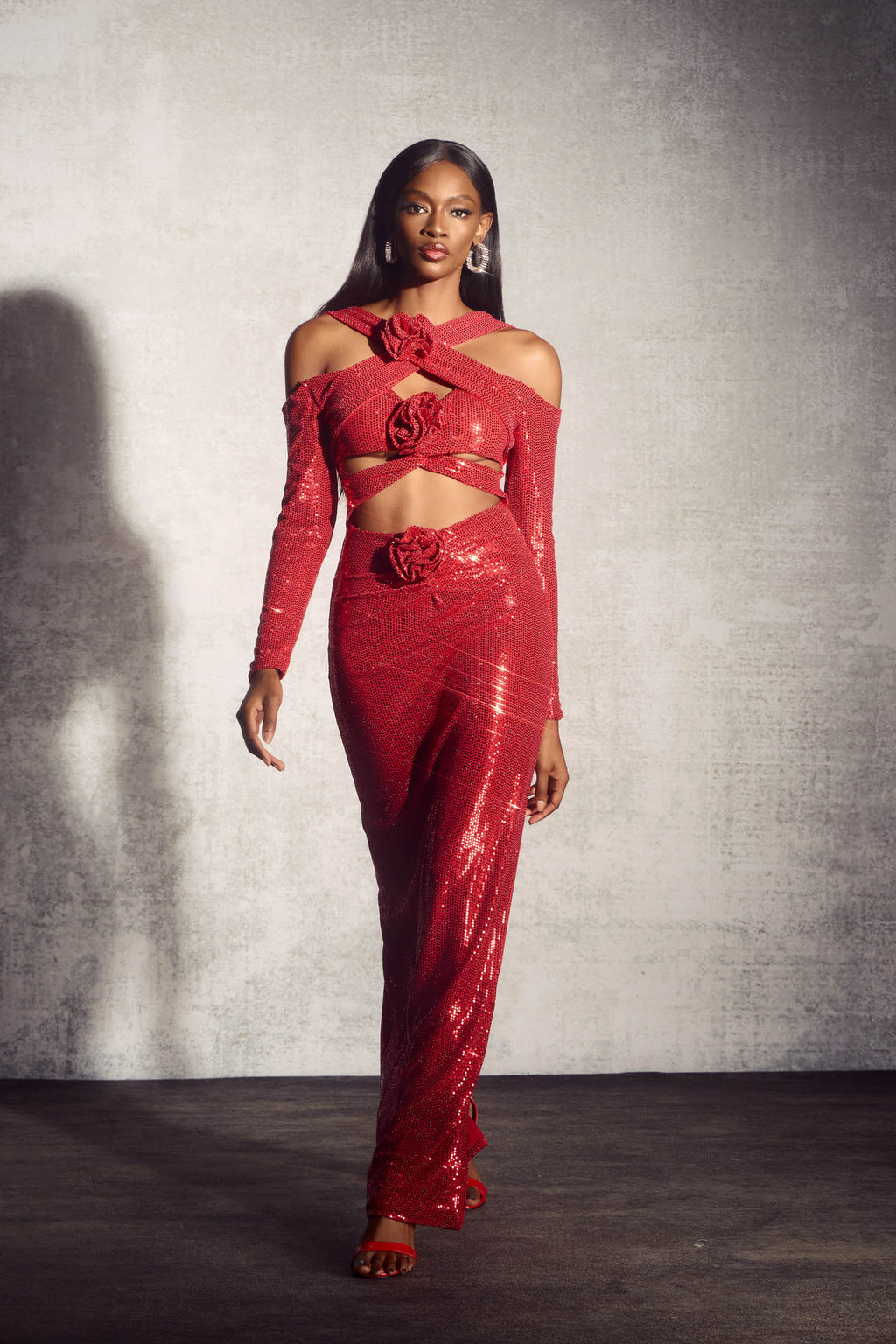 Sylvia Sequin Cutout Maxi Dress
