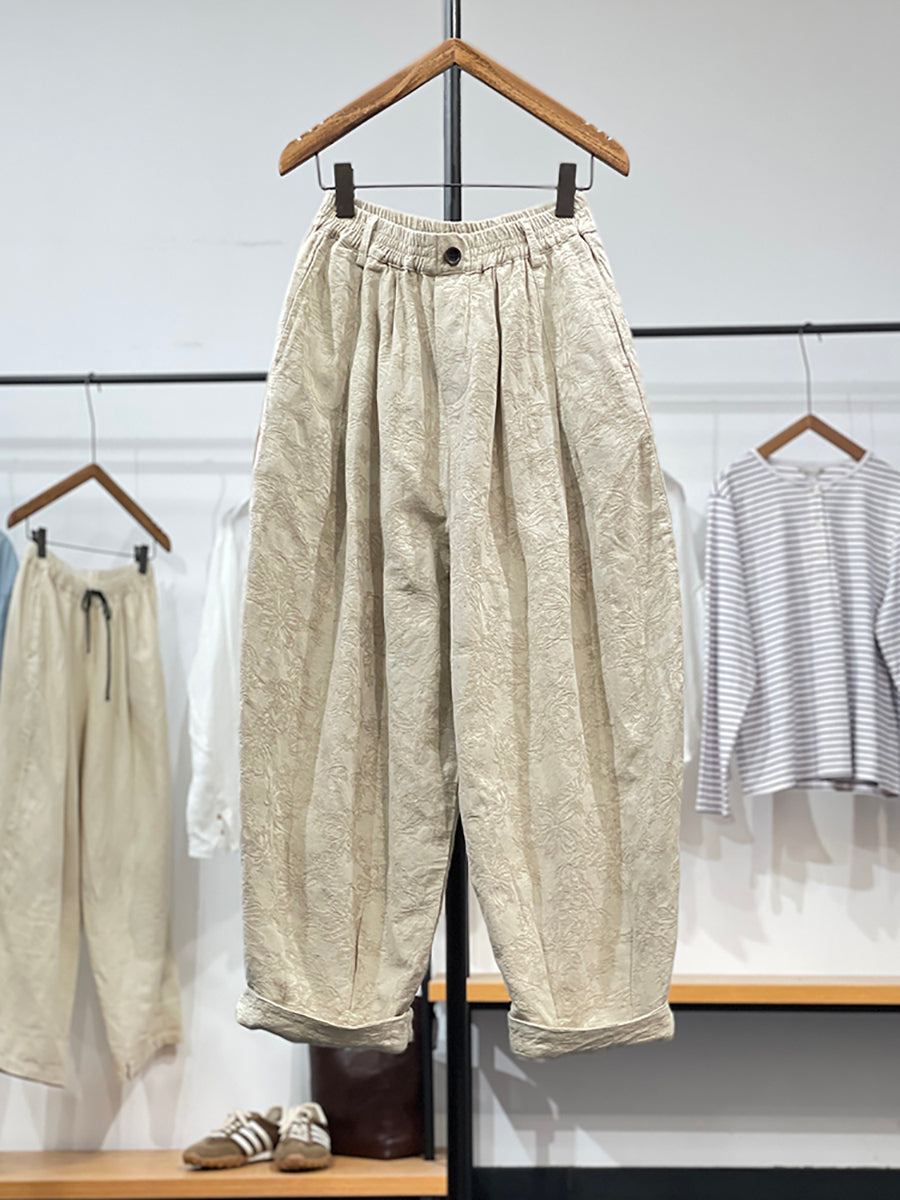 Flower Jacquard Loose Pants Kl1019