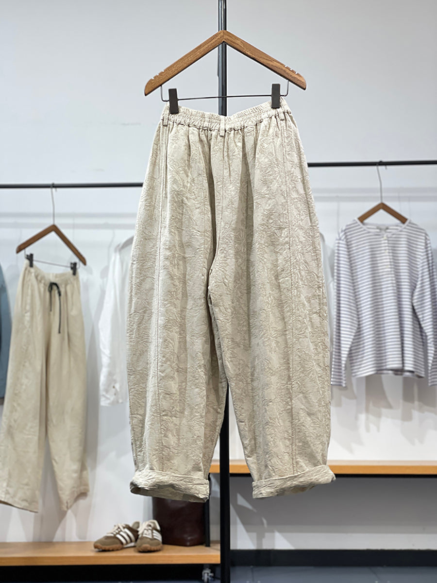 Flower Jacquard Loose Pants Kl1019