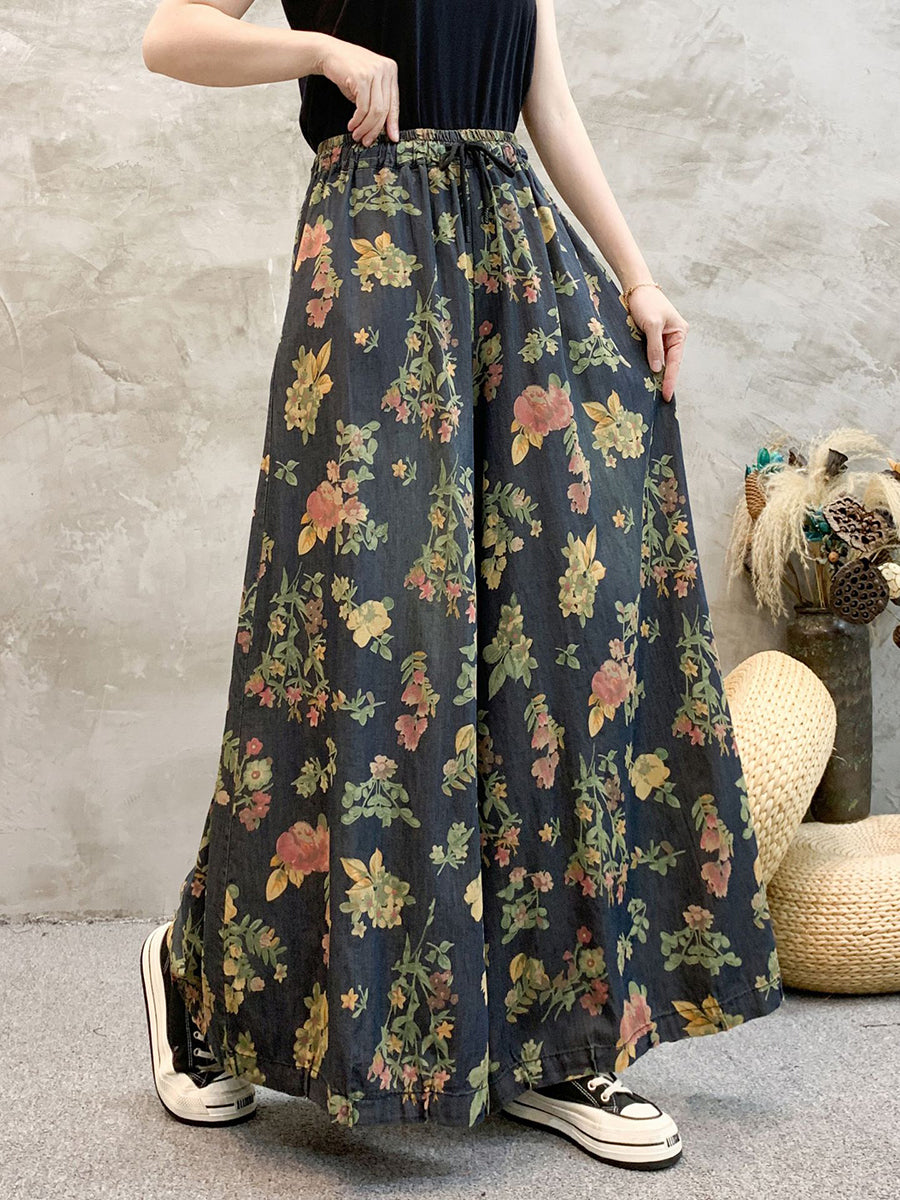 Artsy Summer Denim Wide-leg Pants Kl1055