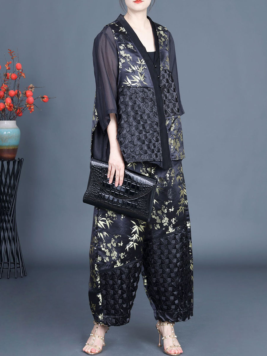 Summer Flower Spliced Shirt+pants Kl1015