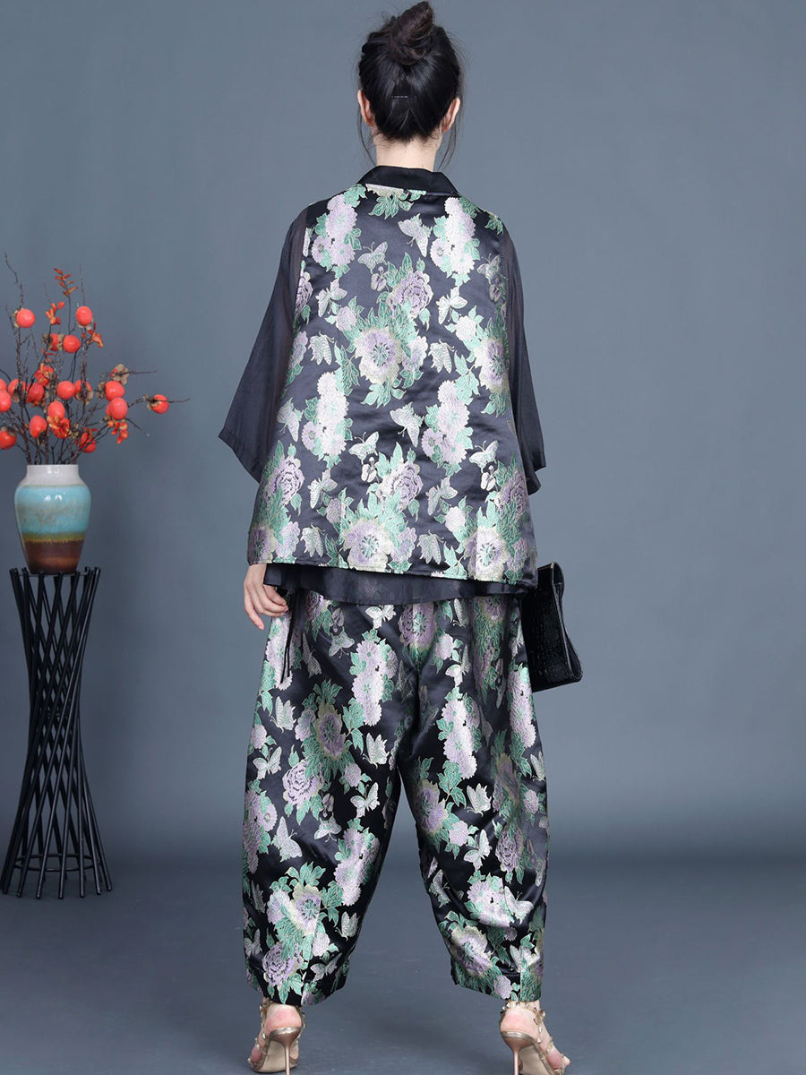 Summer Flower Spliced Shirt+pants Kl1015