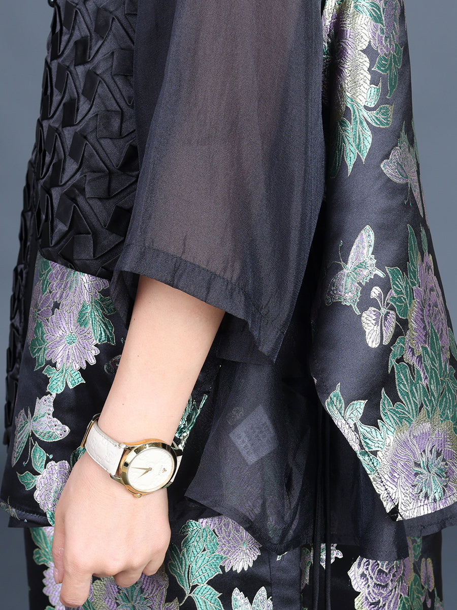 Summer Flower Spliced Shirt+pants Kl1015