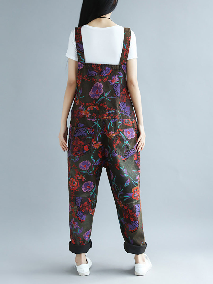 Summer Artsy Flower Pocket Loose Jumpsuits Ai1009