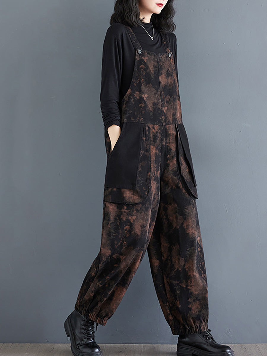 Autumn Flower Colorblock Denim Jumpsuits Ai1039