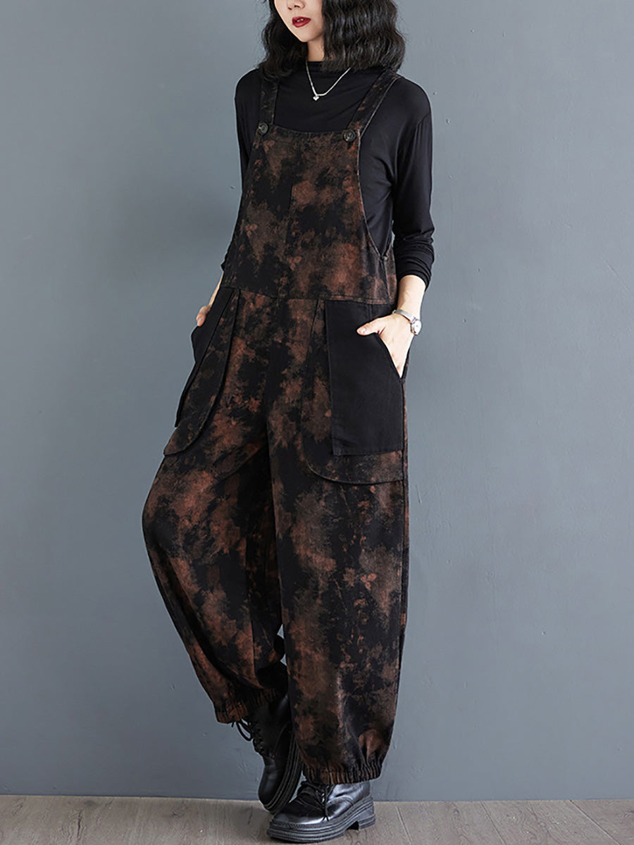 Autumn Flower Colorblock Denim Jumpsuits Ai1039