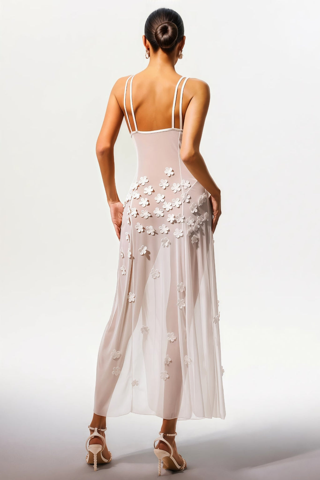 Neve Sleeveless Flowers V-neck Slit Maxi Dress