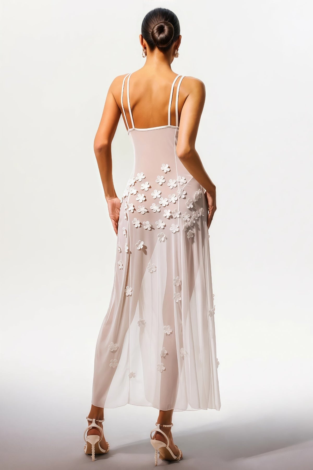 Neve Sleeveless Flowers V-neck Slit Maxi Dress