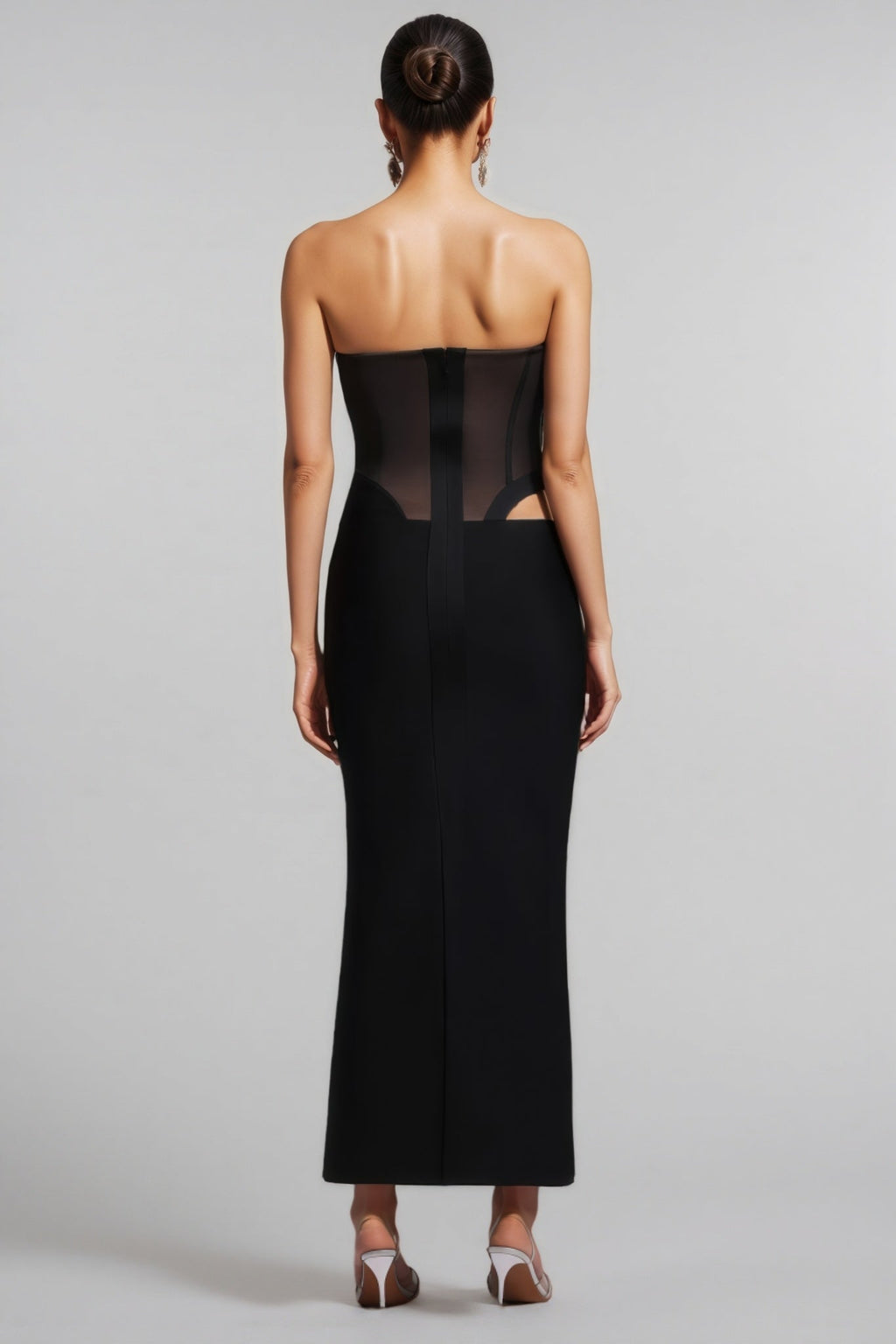 Luken Black Mesh Bandage Maxi Dress