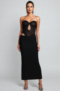 Luken Black Mesh Bandage Maxi Dress