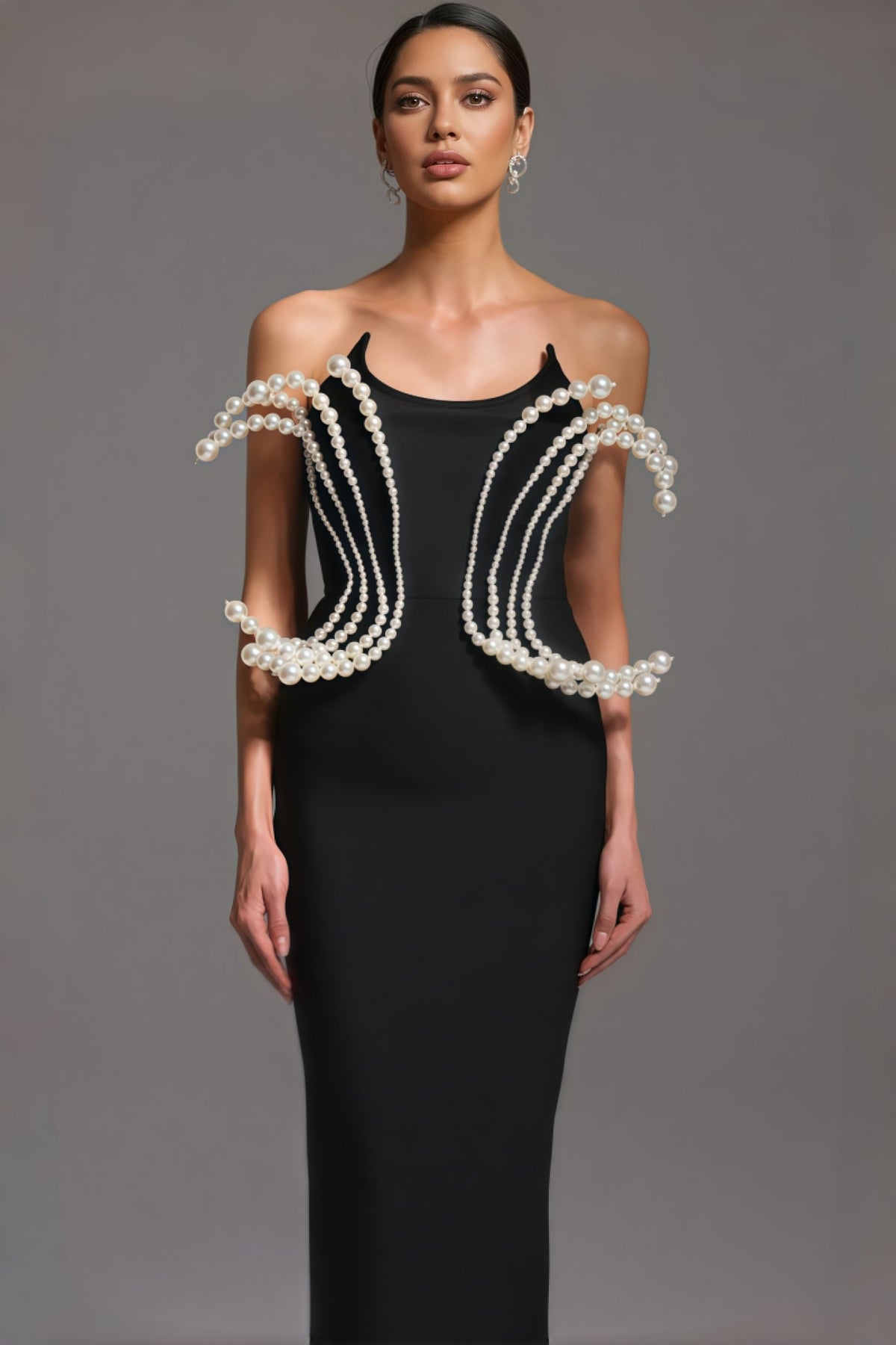 Milla Dimensional Pearl Bandage Maxi Dress