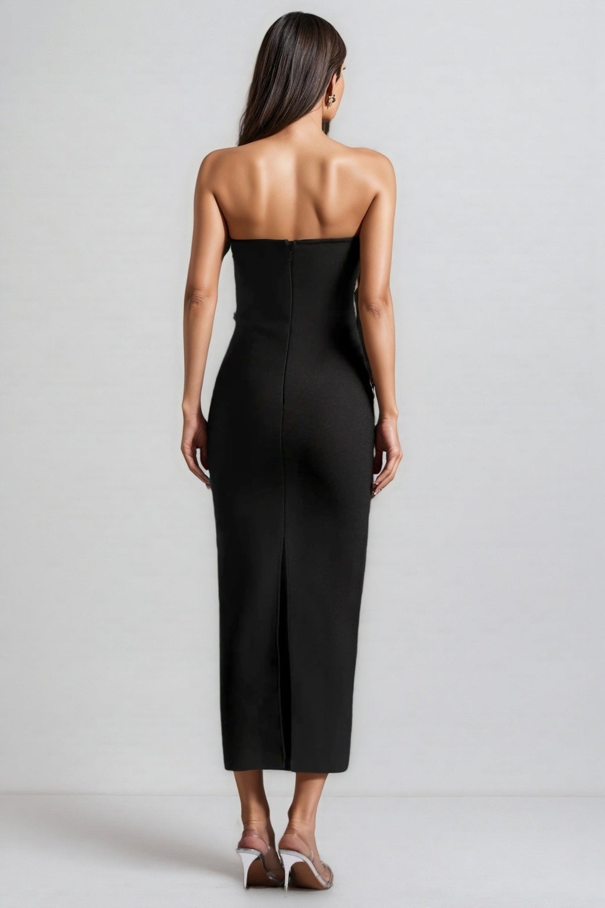 Kynatr Sleeveless Diamond Bandage Maxi Dress