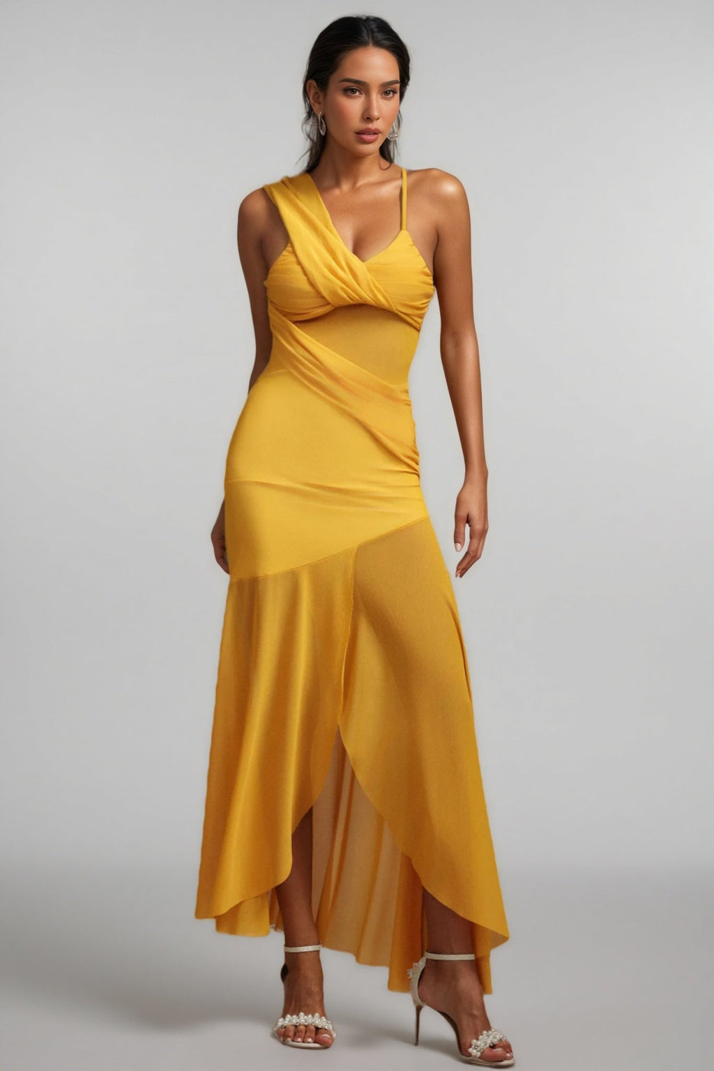 Livana Sleeveless Asymmetric Slit Maxi Dress