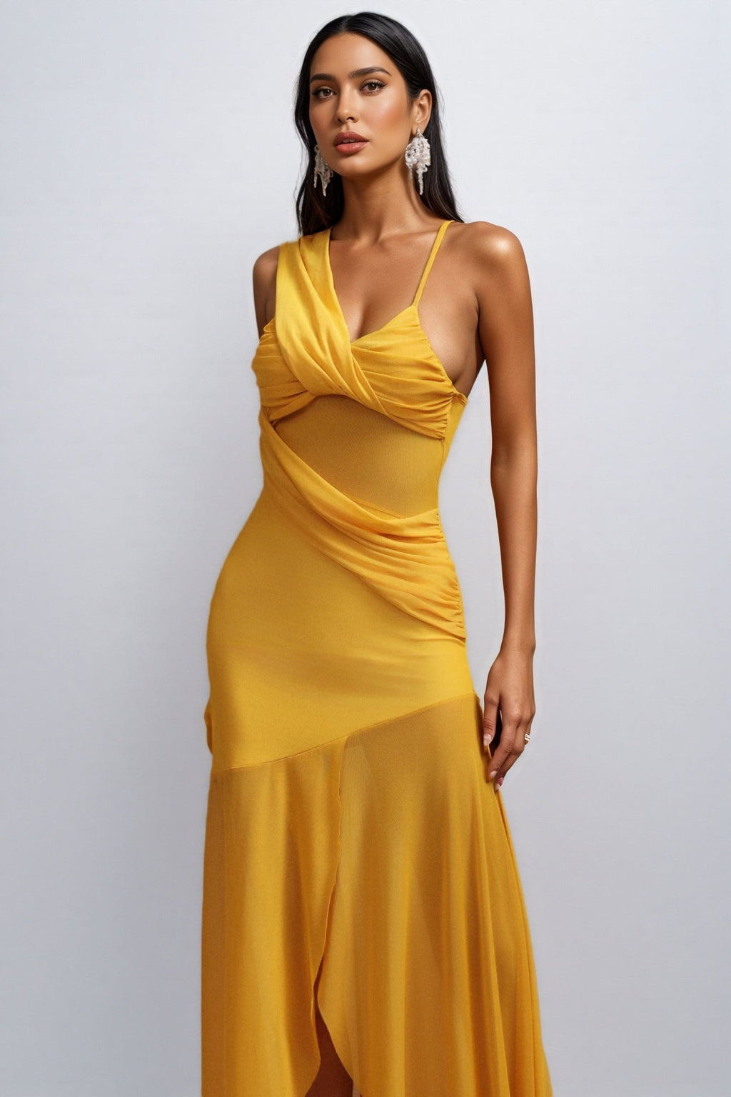 Livana Sleeveless Asymmetric Slit Maxi Dress