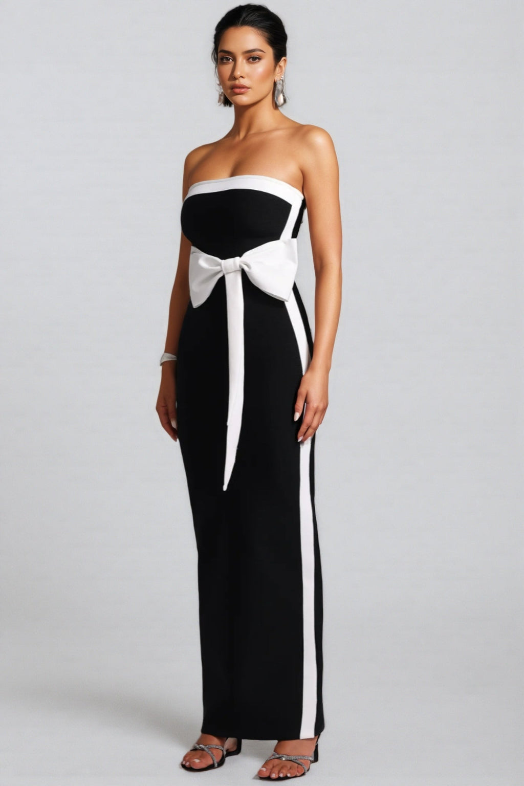 Lala Bandage Strapless Bow Maxi Dress