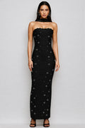 Nyralk Sleeveless Pearl Bandage Maxi Dress