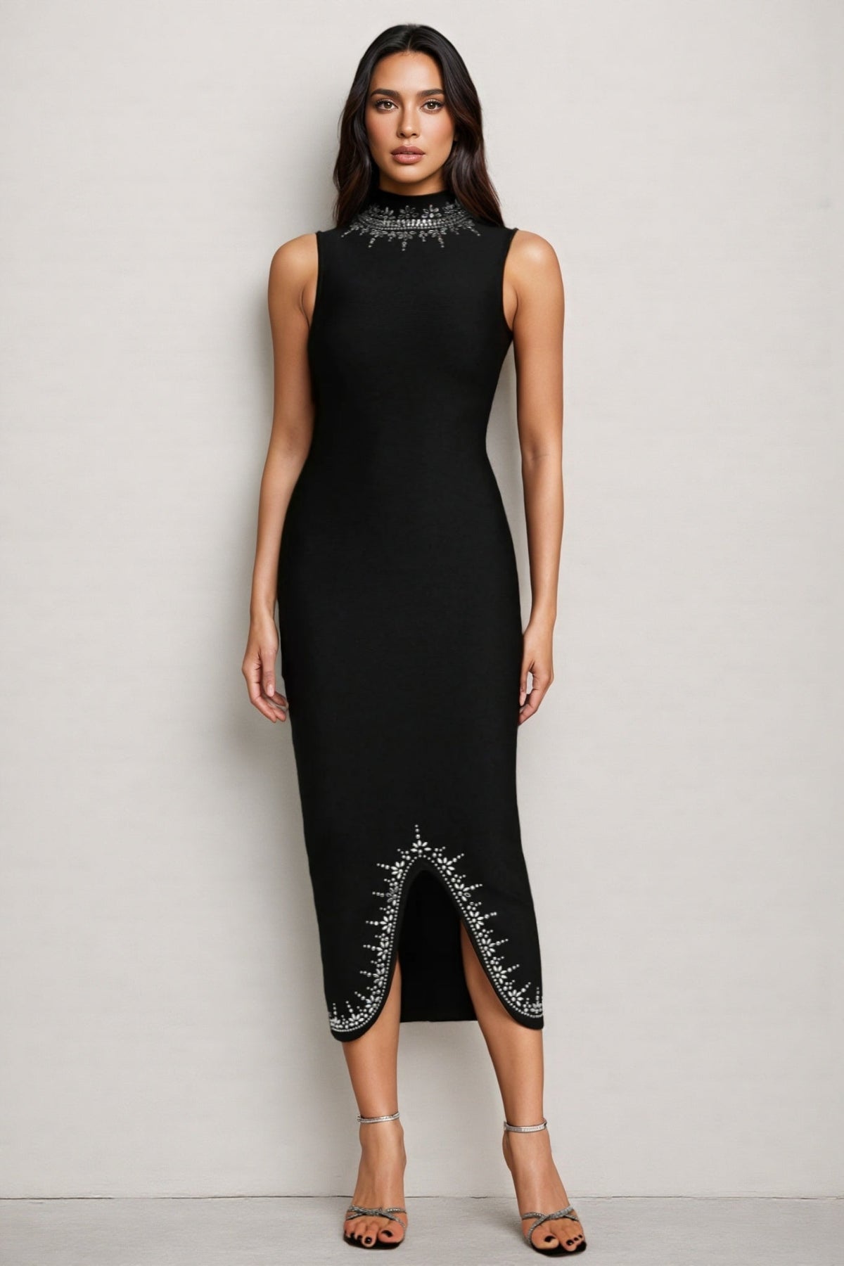 Nanci Sleeveless Diamond Bandage Maxi Dress
