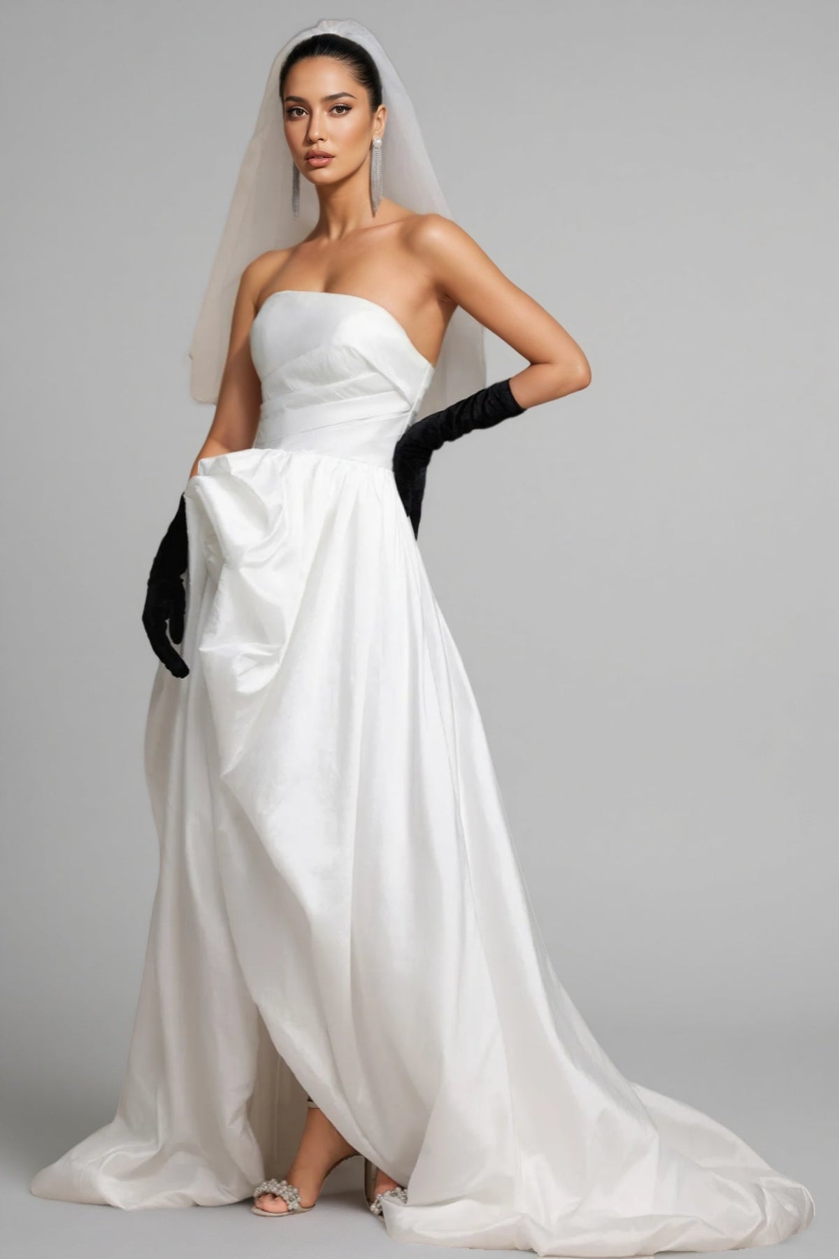 Lexi White Strapless Wedding Maxi Dress