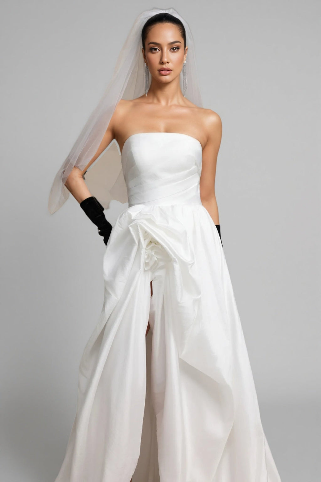 Lexi White Strapless Wedding Maxi Dress