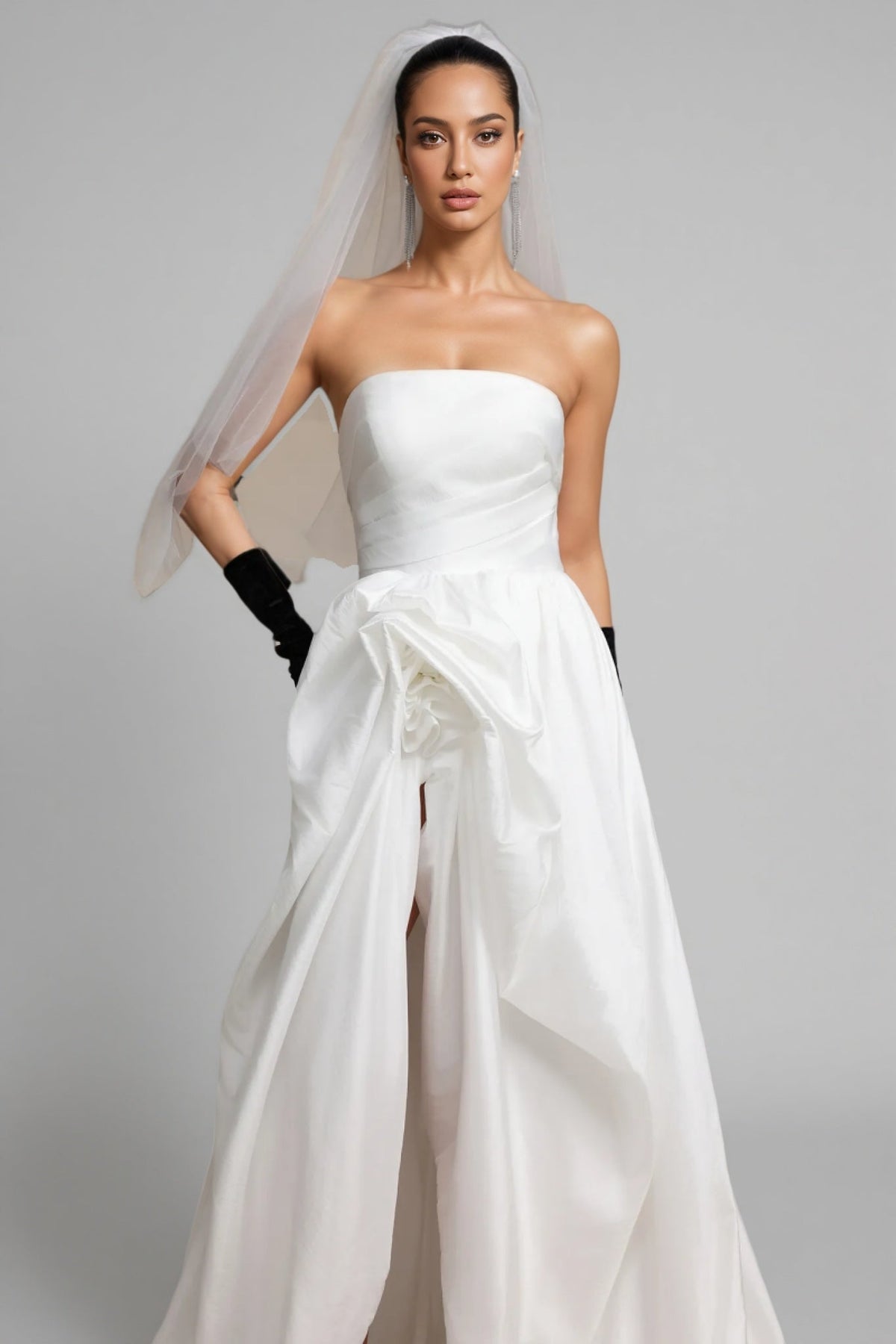 Lexi White Strapless Wedding Maxi Dress