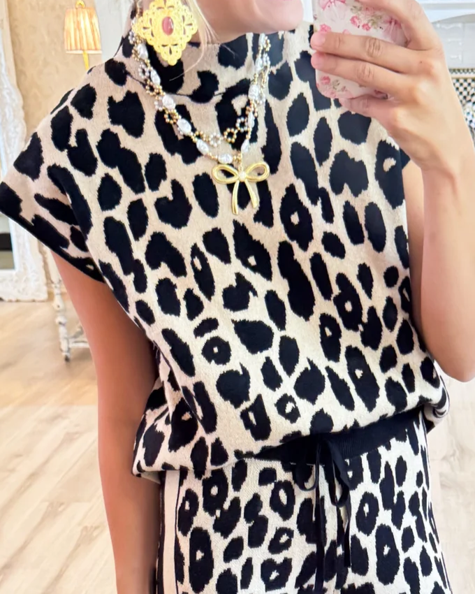 Leopard Print Pants Suit