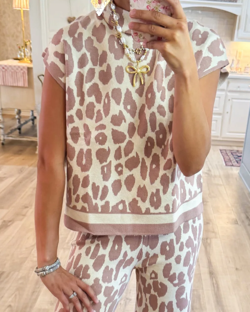 Leopard Print Pants Suit