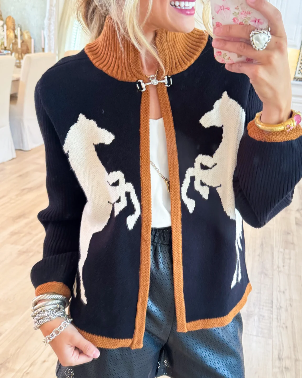 Black Horse Knit Cardigan