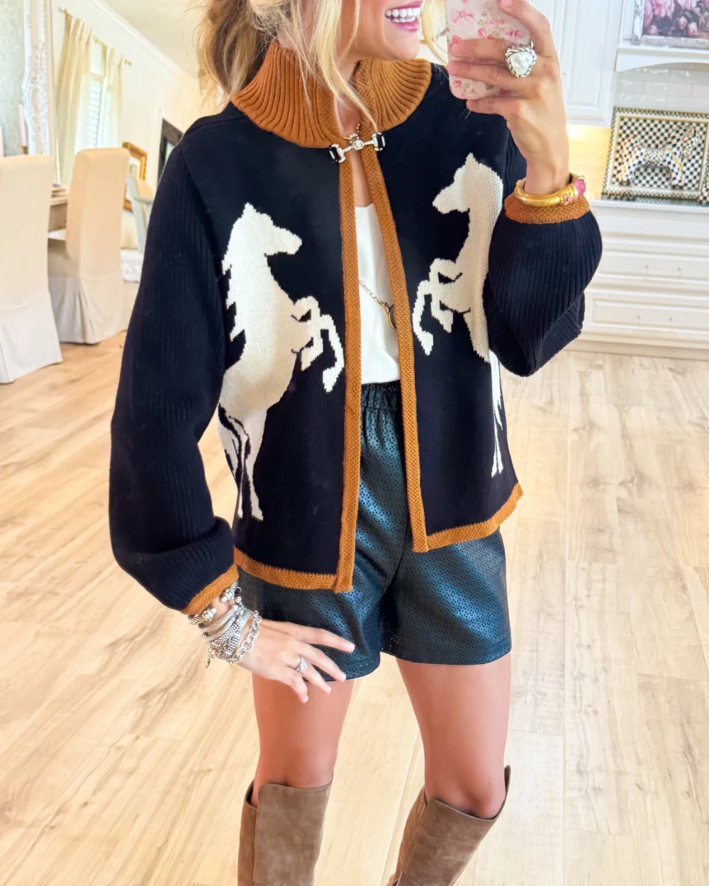 Black Horse Knit Cardigan