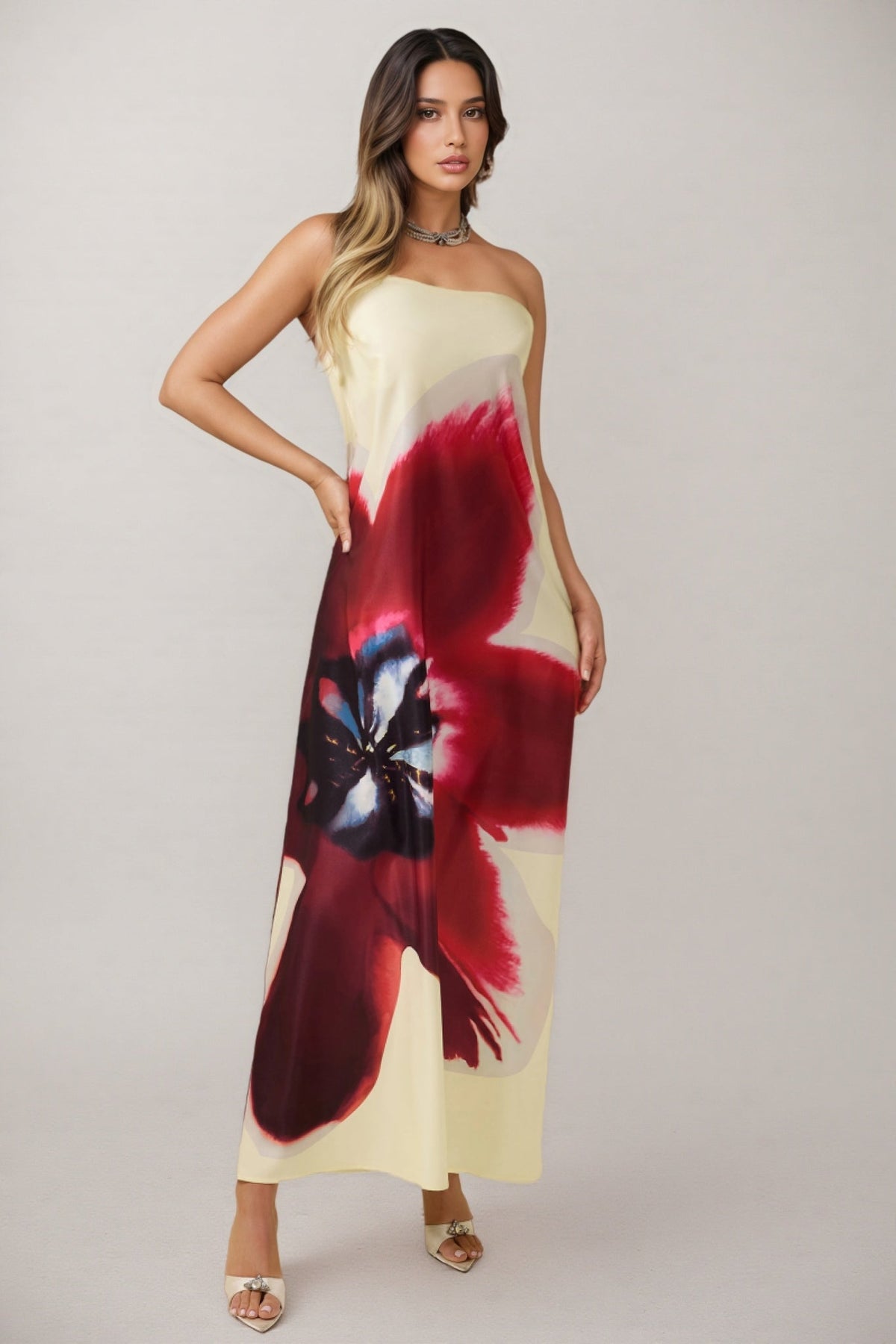 Patric Satin Off-shoulder Maxi Dress
