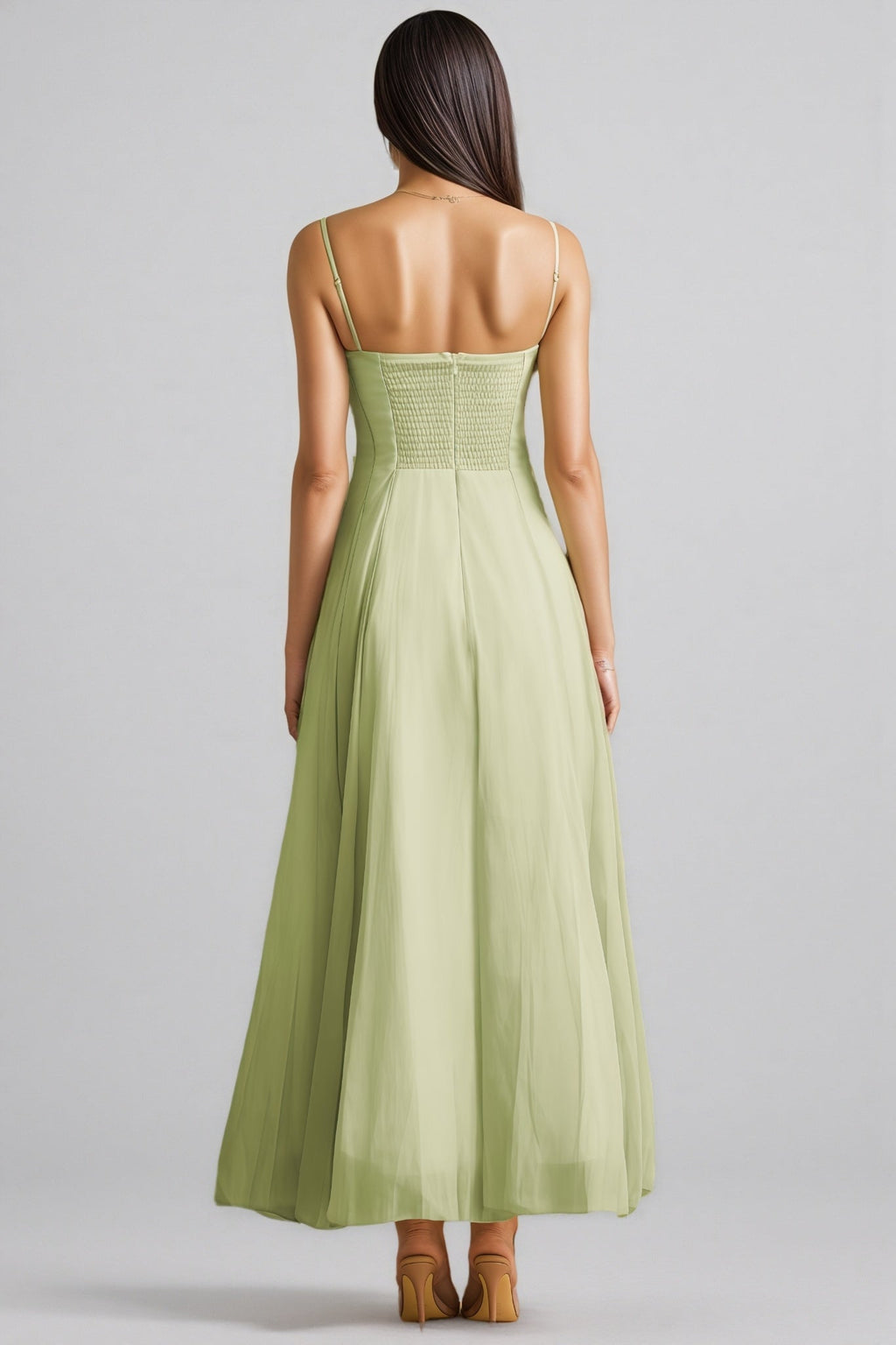 Martina Ruffled Trim Corset Bodice Maxi Dress