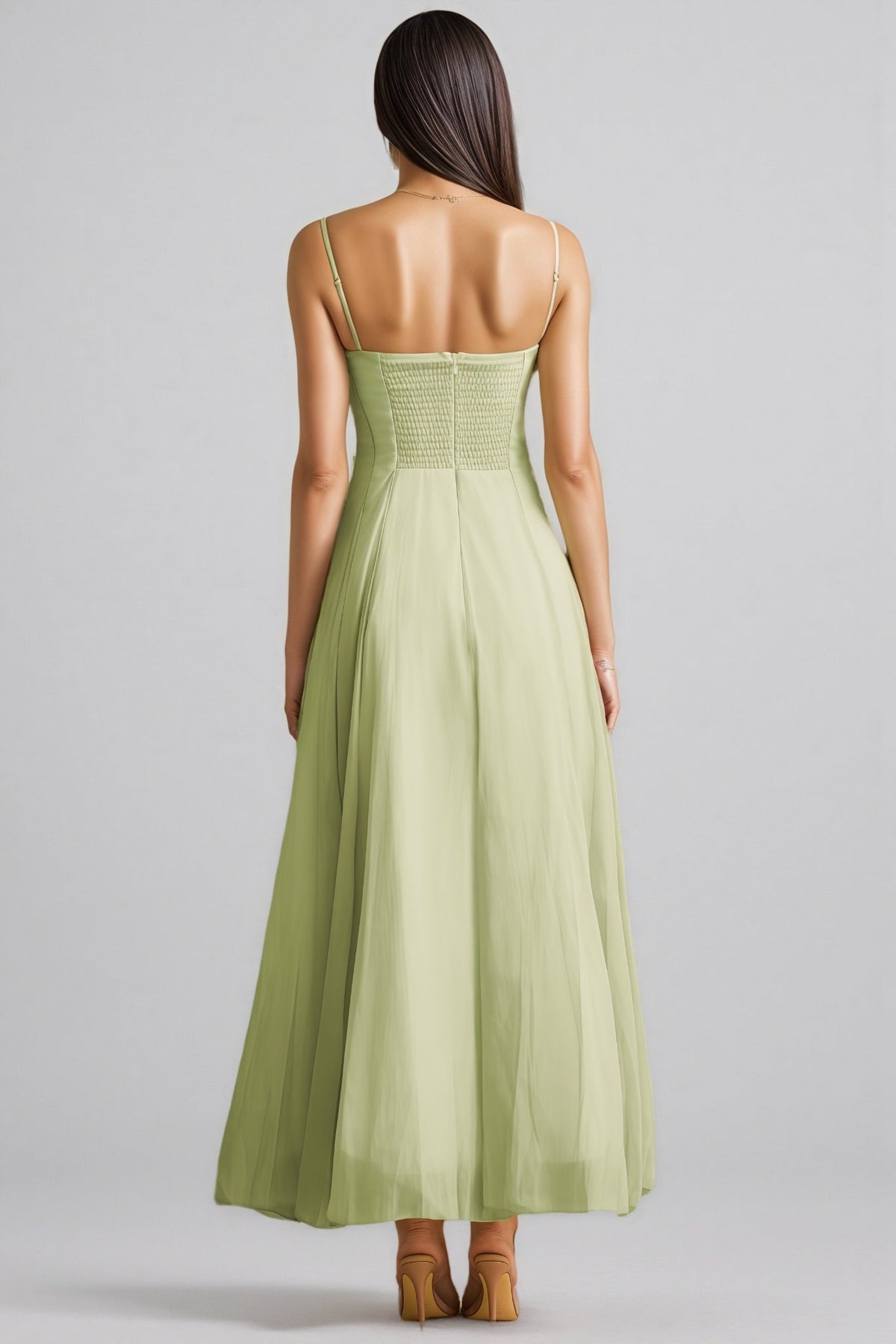 Martina Ruffled Trim Corset Bodice Maxi Dress