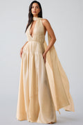 Michelle Plunge Neck Scarf-detail Draped Maxi Dress