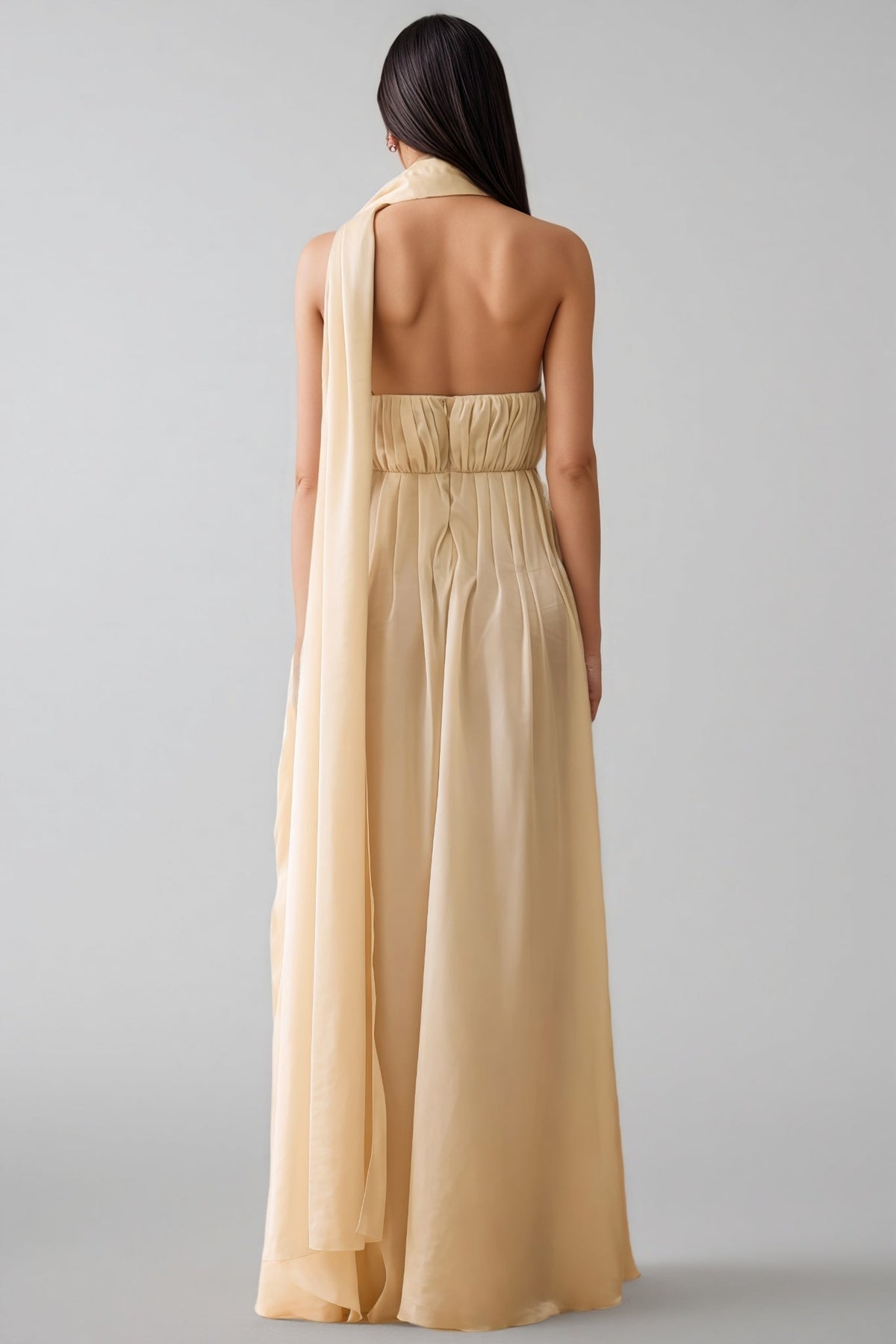 Michelle Plunge Neck Scarf-detail Draped Maxi Dress