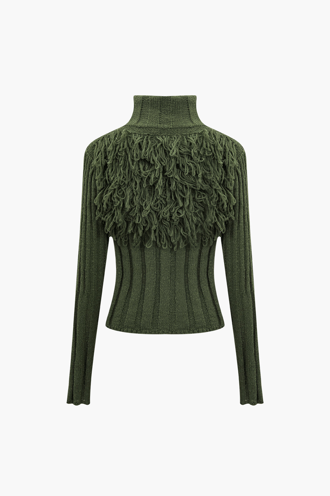 Sweater Fringe Zipper Long-sleeve Top