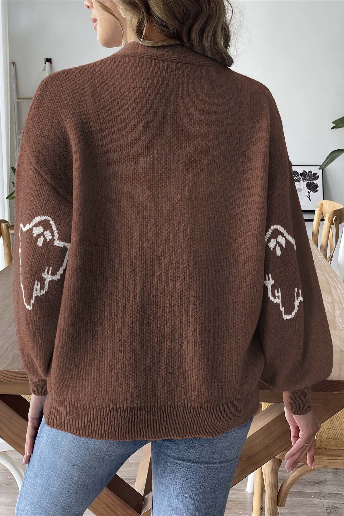 Jacquard Button Cardigan