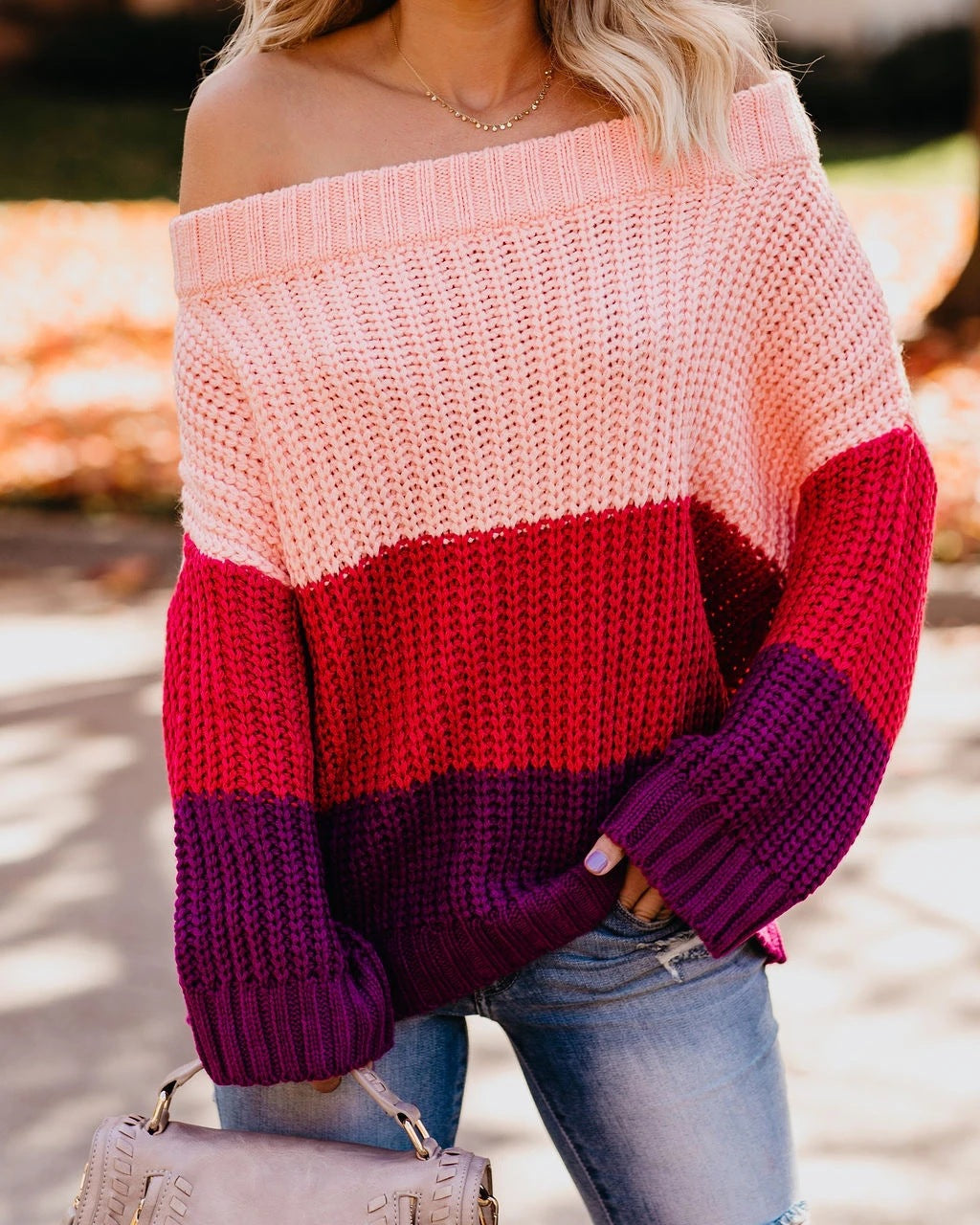 Off Shoulder Long Sleeve Sweater