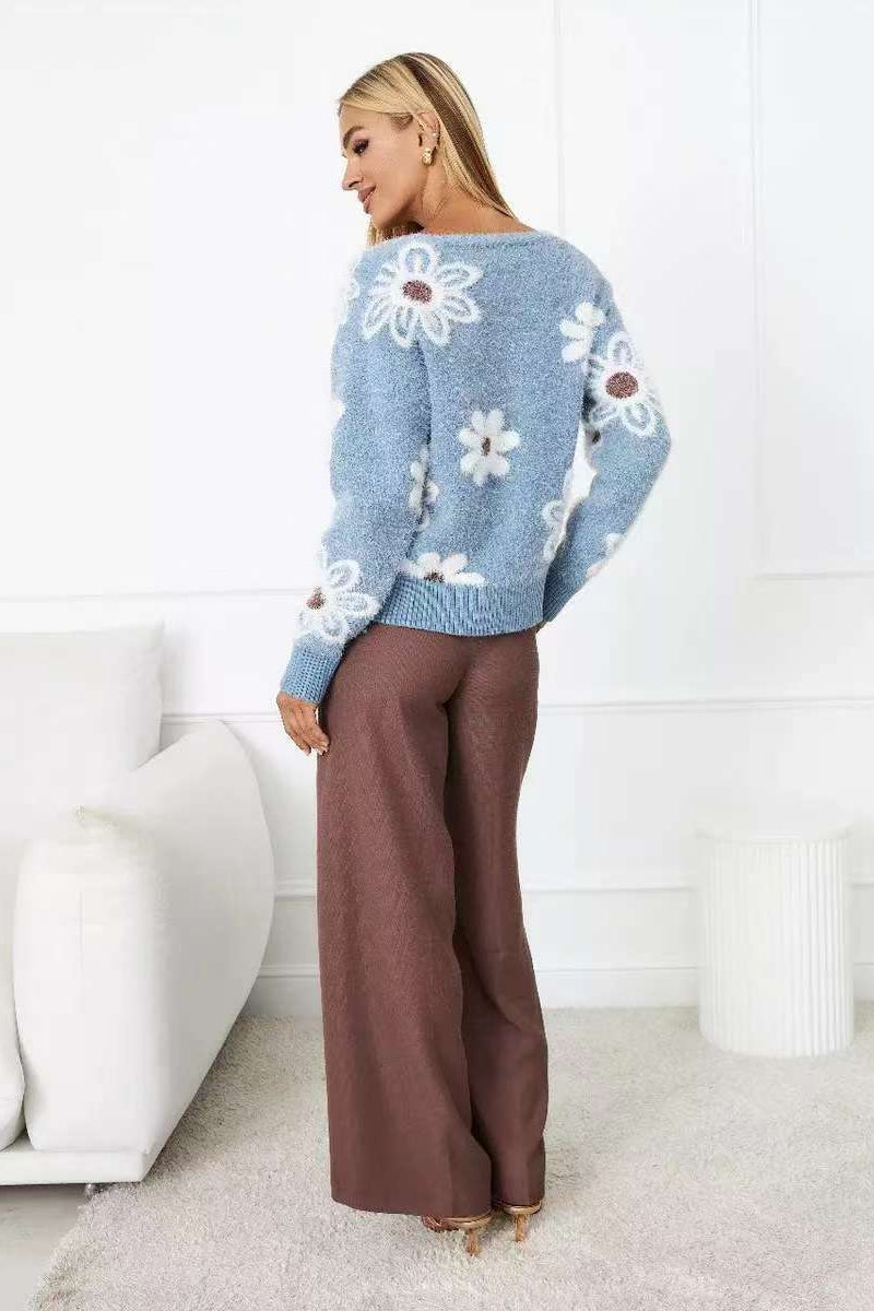 V-neck Knit Long Sleeves Cardigan