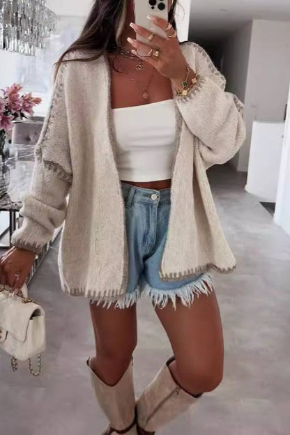 Fashionable Long-sleeved Loose Knitted Cardigan