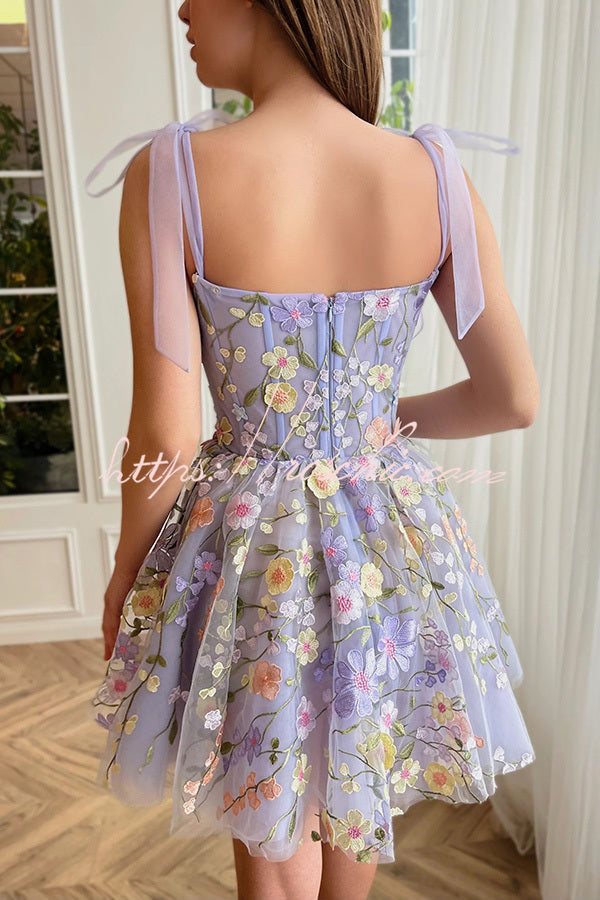 Lavender Lace Up High Waisted Back Zip Mini Dress
