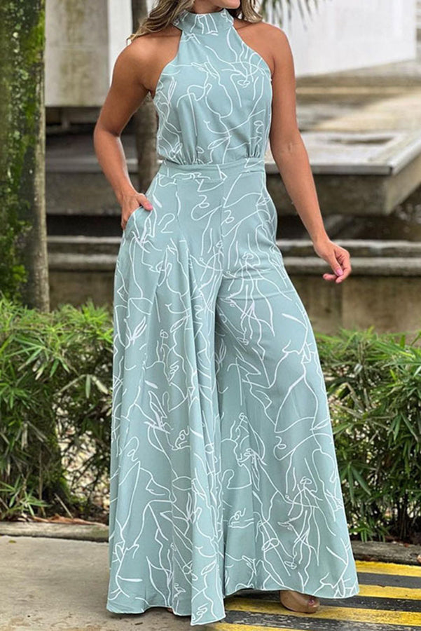 Broadway Abstract Print Halter Jumpsuit