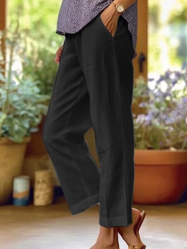 Plain Linen Cotton and Linen Loose Pants